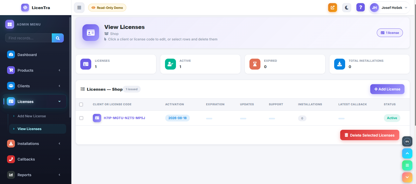 LicenTra License management